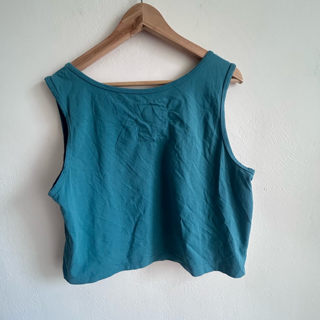 Justina Blakeney Jungalow Teal Cropped Tank Top Boho Organic Cotton - M — image 3 of 4